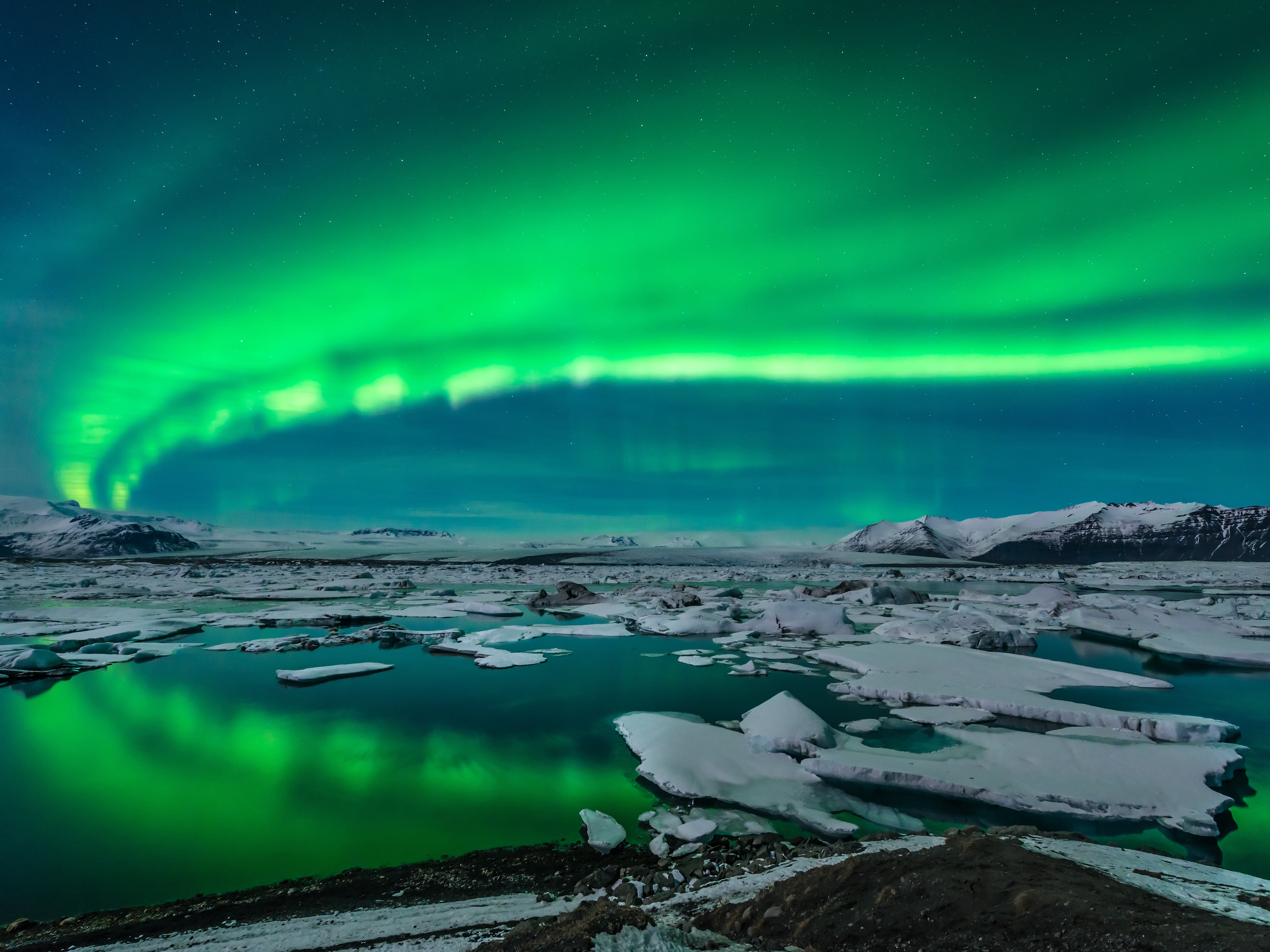Joekulsarlon Gletscherlagune Nordlichter
