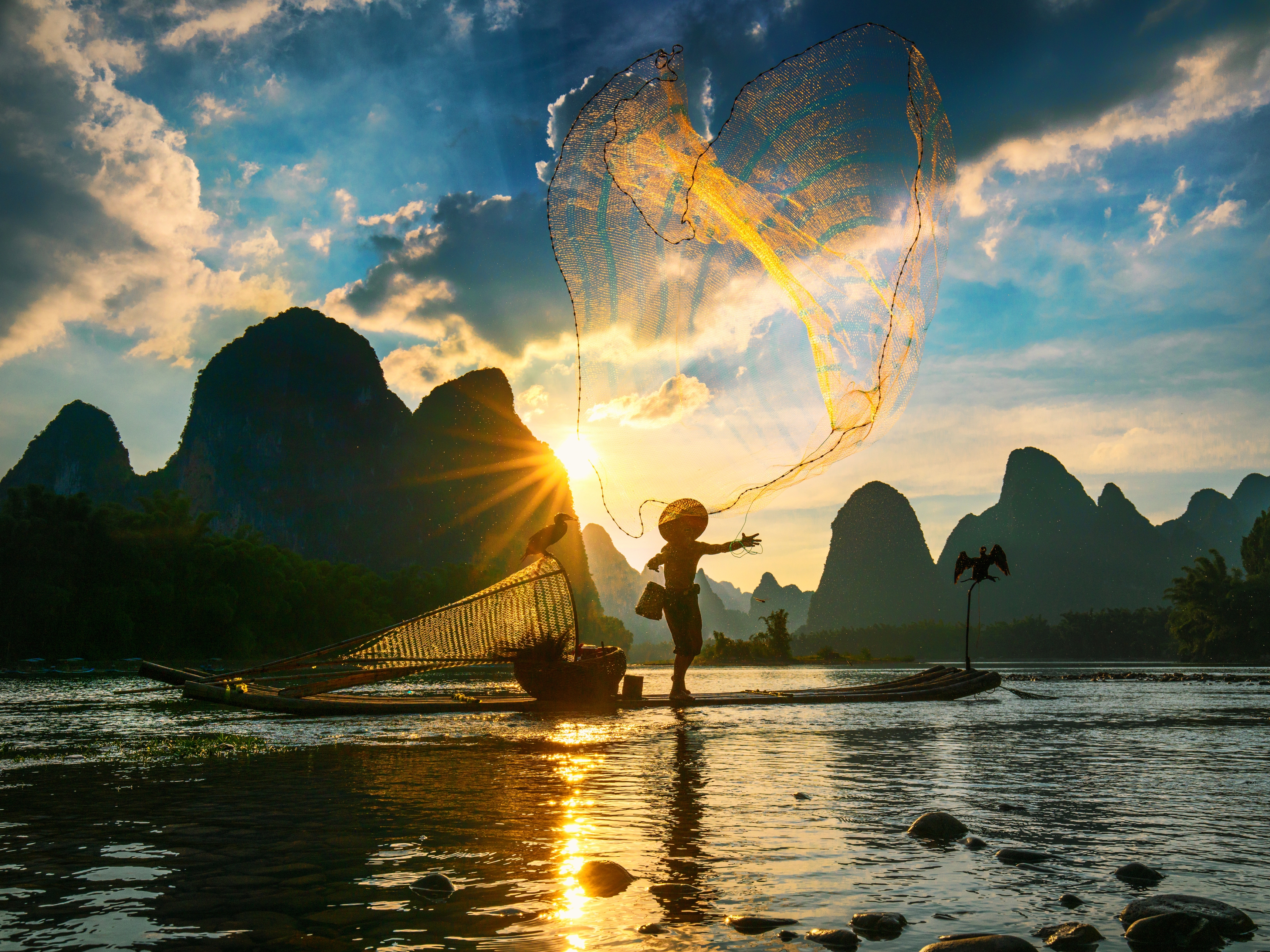 Guilin Fischer am Li Fluss
