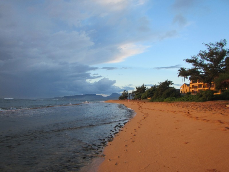 Cloudy beach in Kauai