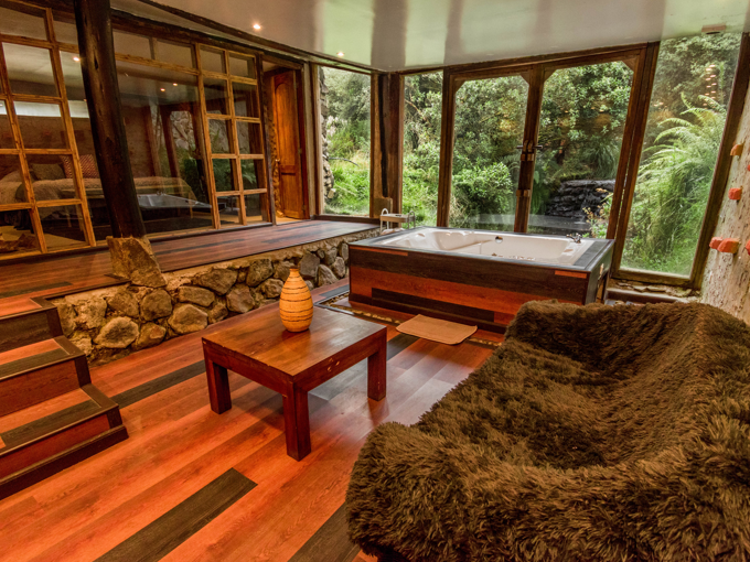 Jacuzzi with waterfall view