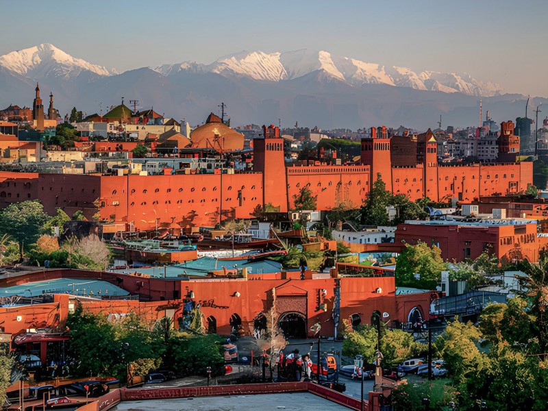 The panoramic view of Marrakech city
