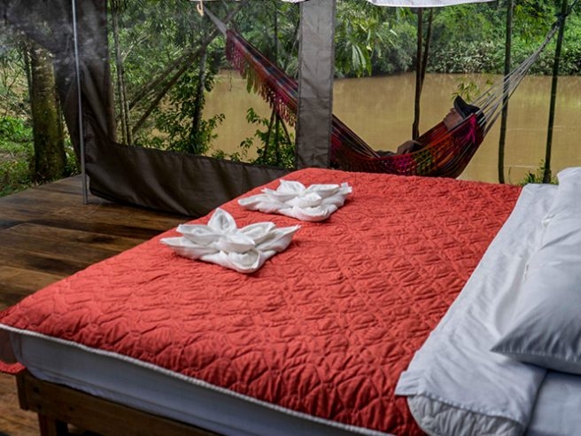 Tent with double bed