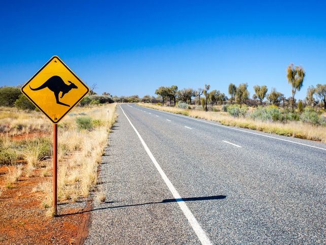 Straßenschild - Nähe Uluru - Australien
