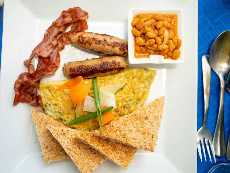 Sausage, Bacon, Beans with Toast