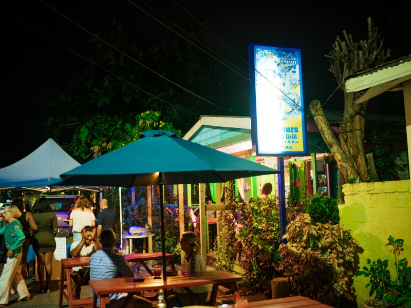 Grabbing a bite at Gros Islet
