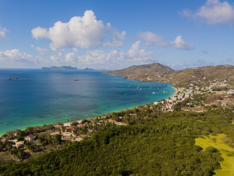 DRONE SHOT OF HILLSBOROUGH CARRIACOU