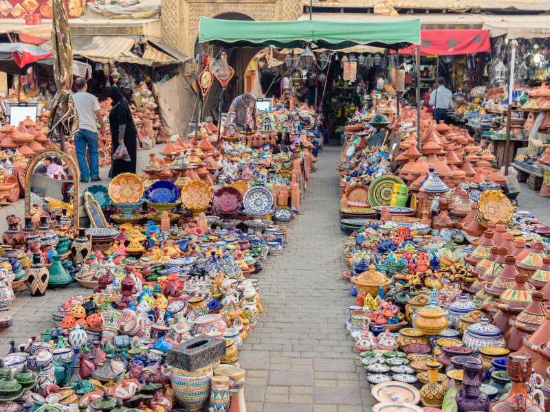 Ceramic tagines at city mark, Meknes