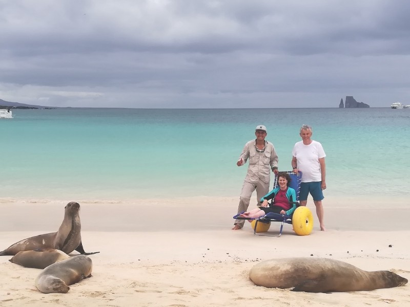 With the wheelchair at Cerro Brujo