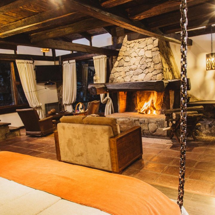 Kamin in der Familienhütte