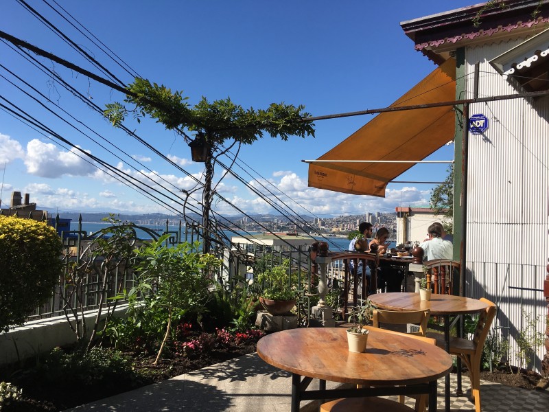 Valparaíso, Café mit schönem Ausblick