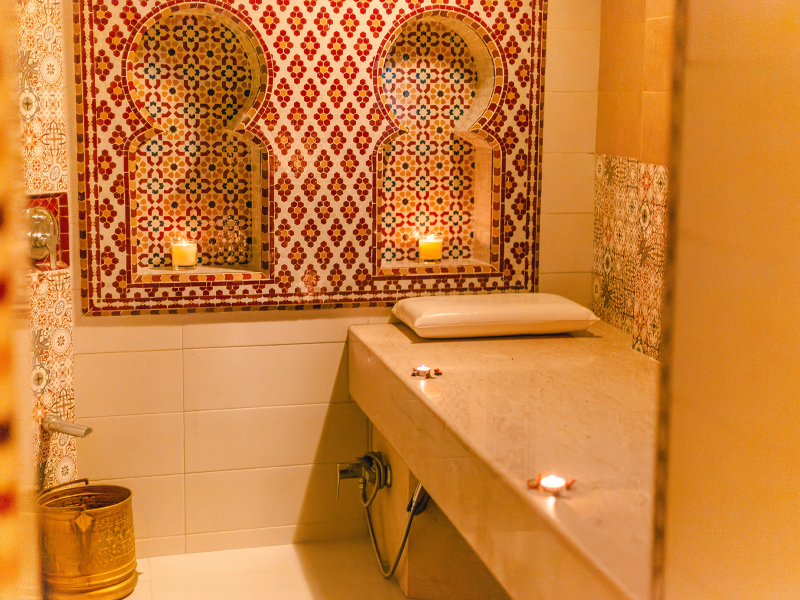 Moroccan hammam with Moroccan patterns