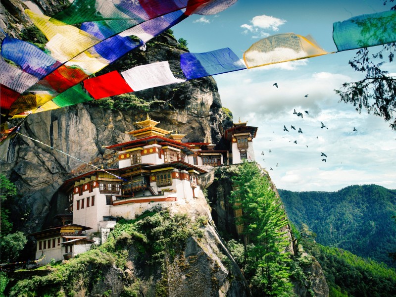 Kloster in der Tigerhöh-Taktshang-Bhutan