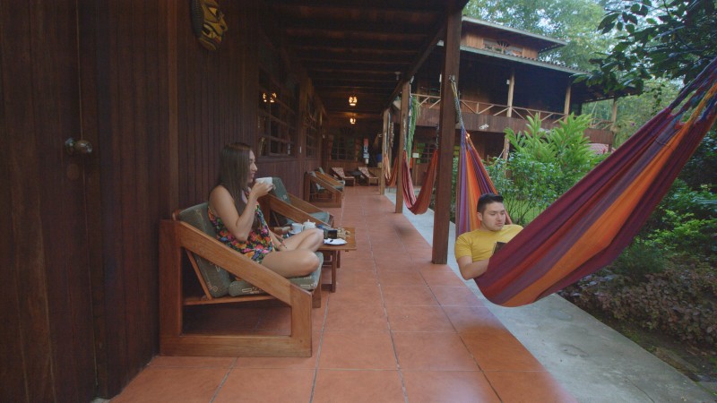 Relaxing in a hammock