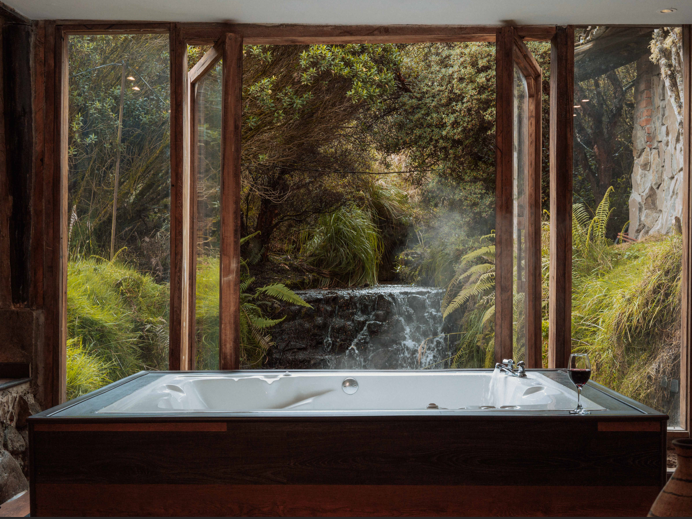Jacuzzi with waterfall view