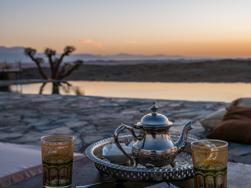 Typical Moroccan mint tea, Agafay desert