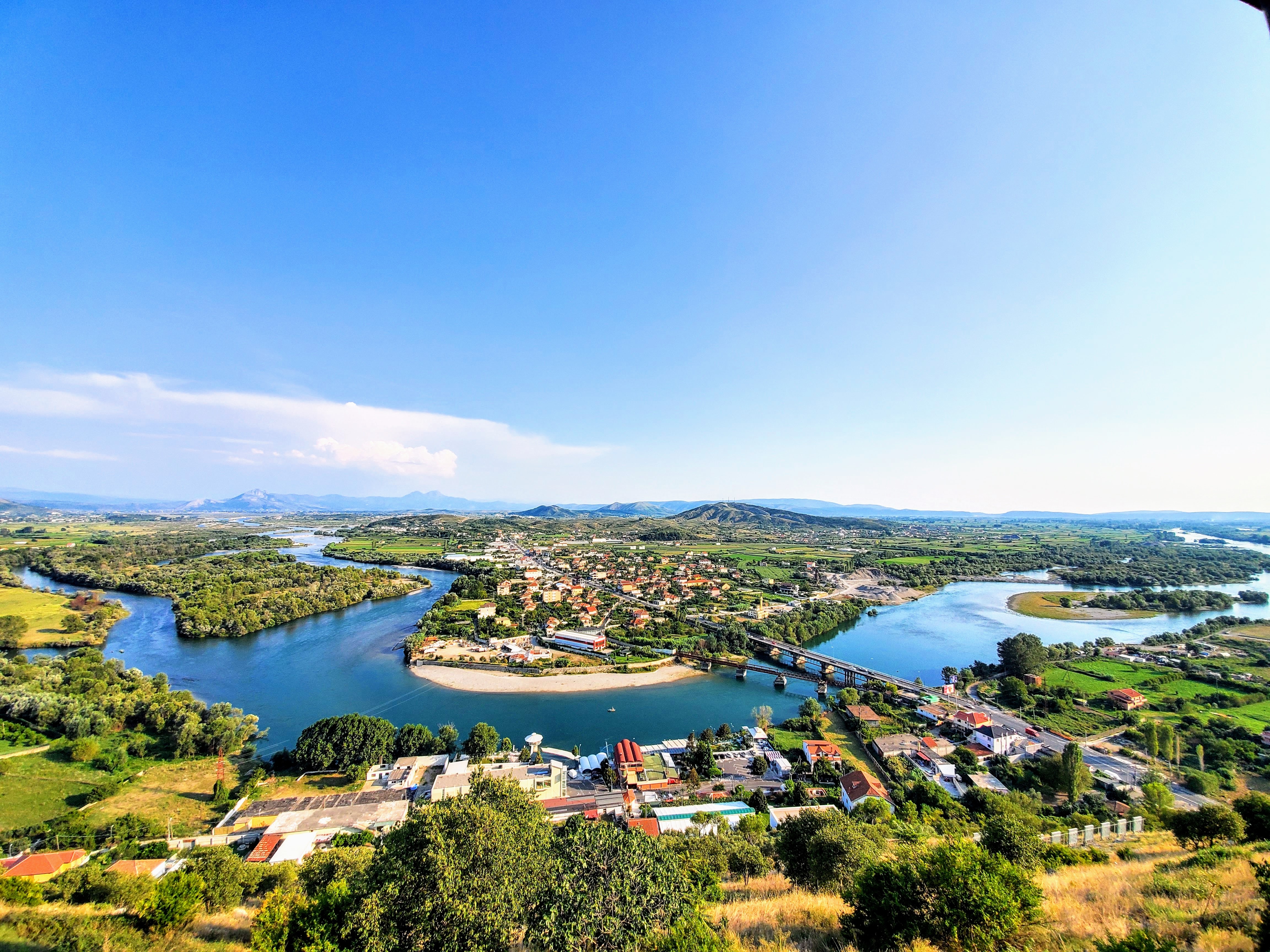 Shkodra Blick von Burg Rozafa