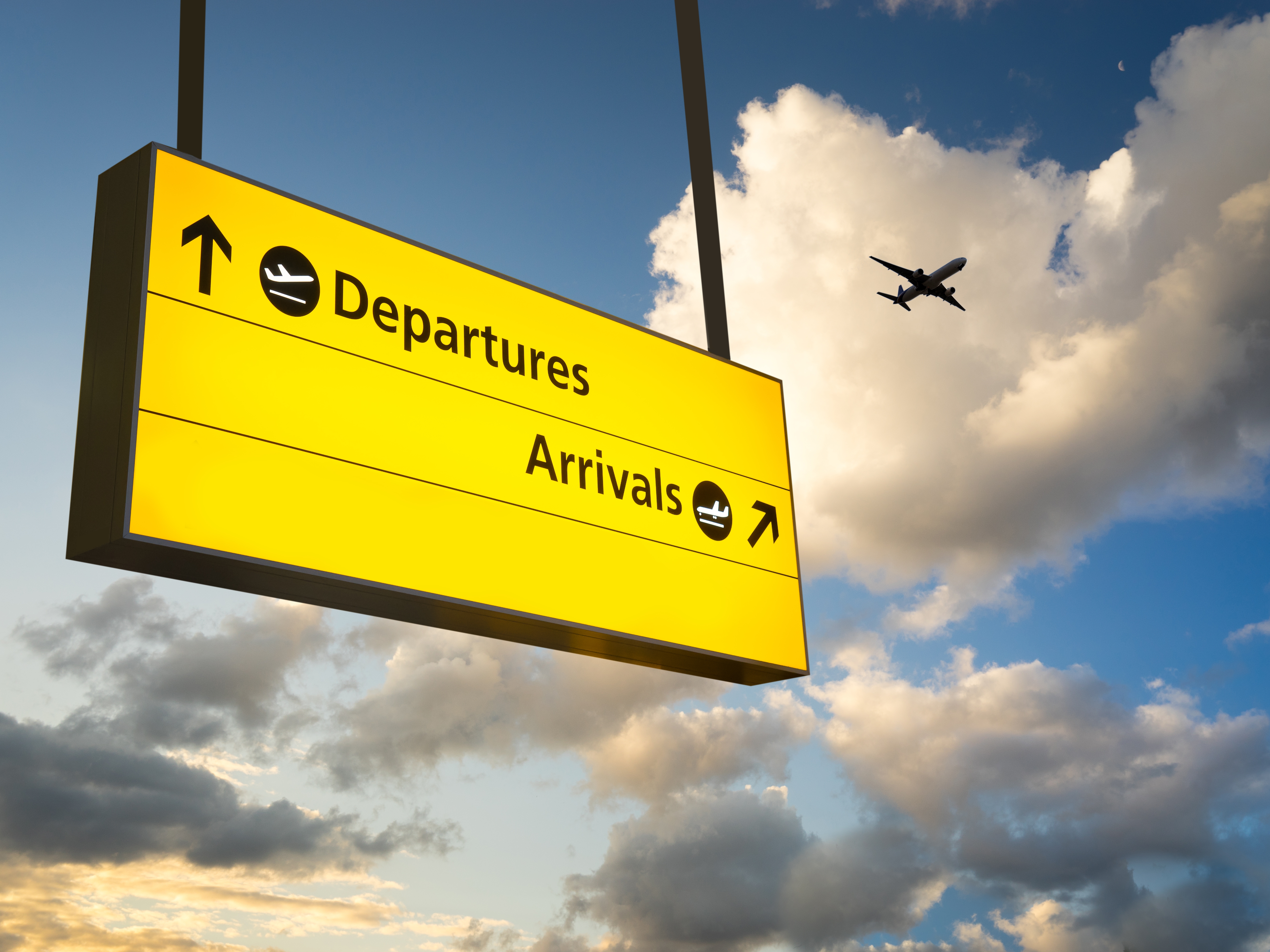 Flughafen Schild Departure + Arrival 