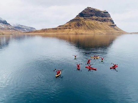 Kayaking by Kirkjufell