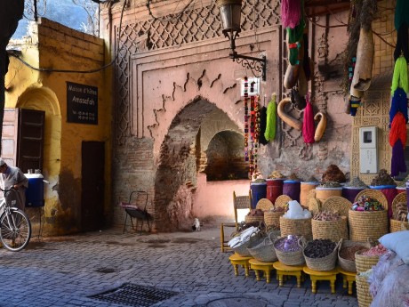 Marrakech souk stalls