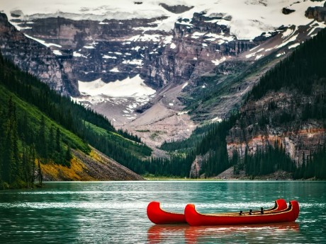 Kayaks on Lake Louise