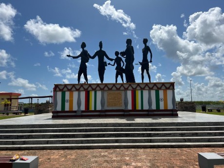 five bronze statues