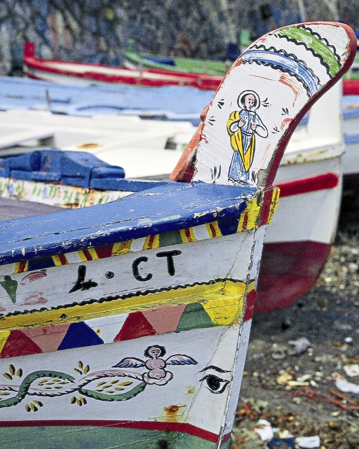 Europa Italien Sizilien bemaltes Boot