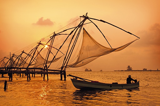 Asien Indien Kerala Kochi Fischernetz