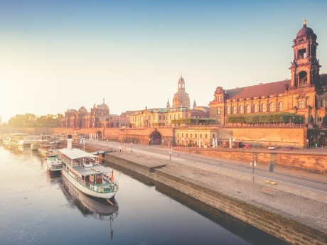 Elbpanorama bei Sonnenuntergang, Dresden