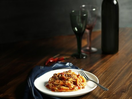 Pasta and wine