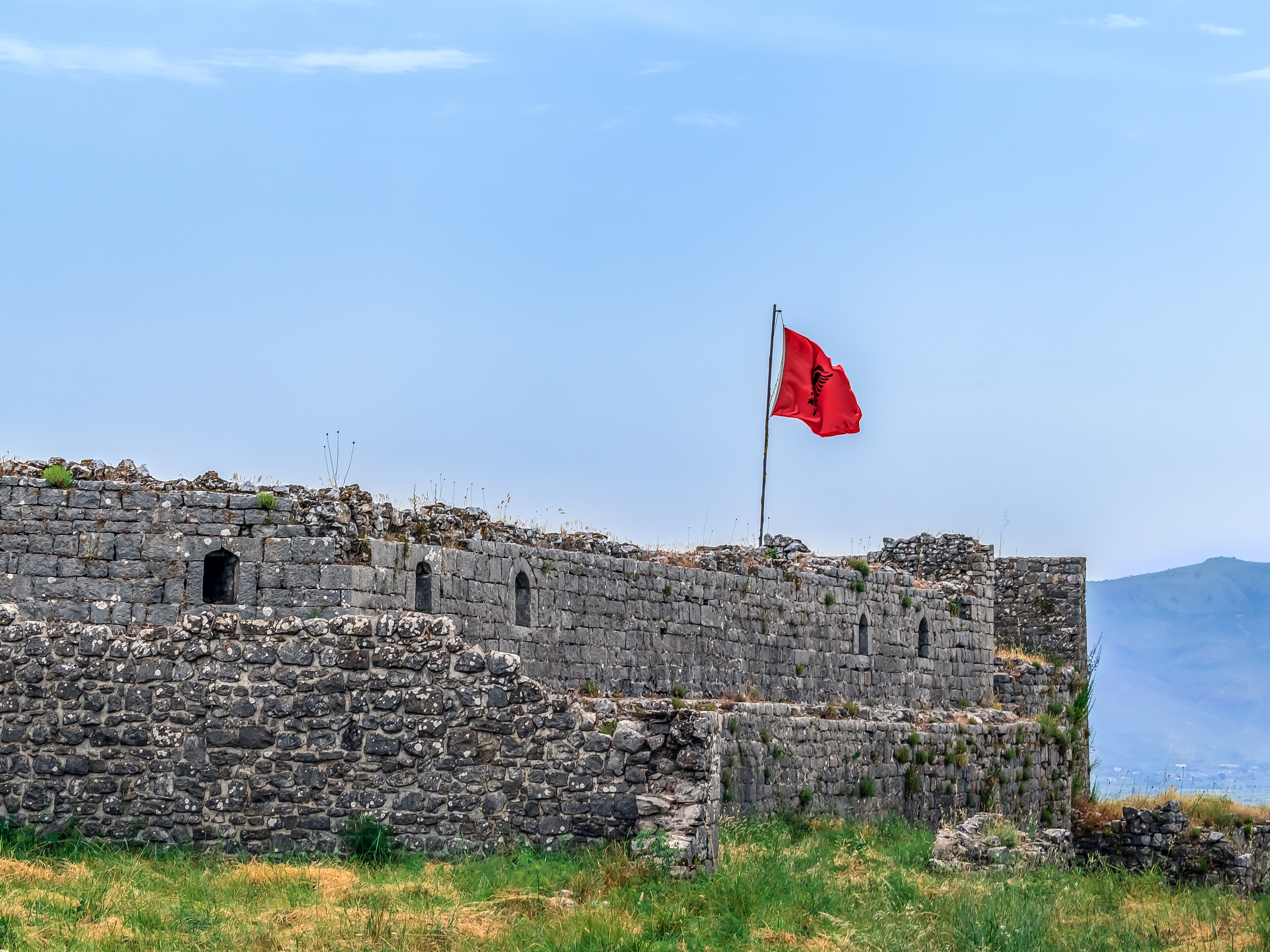 Shkodra Burg Rozafa + Flagge